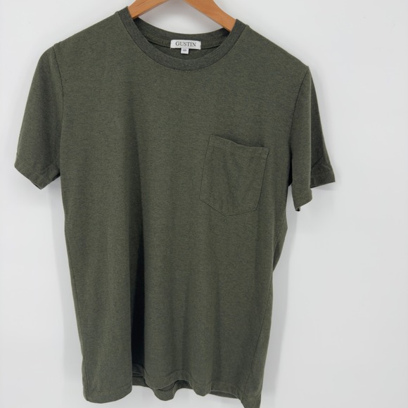 Gustin Mens XS Green Pocket T-Shirt Short Sleeve Casual Cotton Tee USA Made - Picture 3 of 6